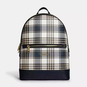 Coach Checkered Backpack - Navy and Cream
